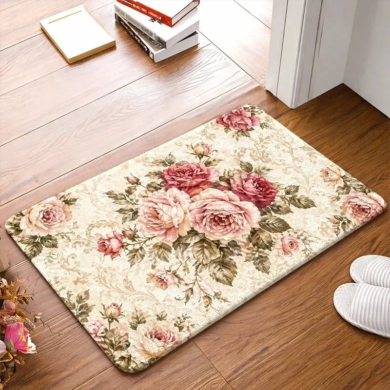 tapis vintage floral résistant anti dérapant moderne extérieur 30x50cm 40x60cm