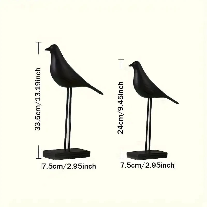 statue oiseau résine noir blanc minimaliste décoration intérieure animal compagnie moderne sculpture
