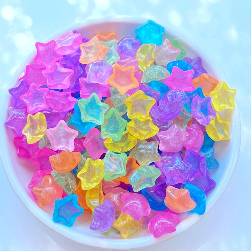 décoration enfantine étoiles colorées résine brillante flatback 11mm transparentes ornement artisanat bijoux coiffure