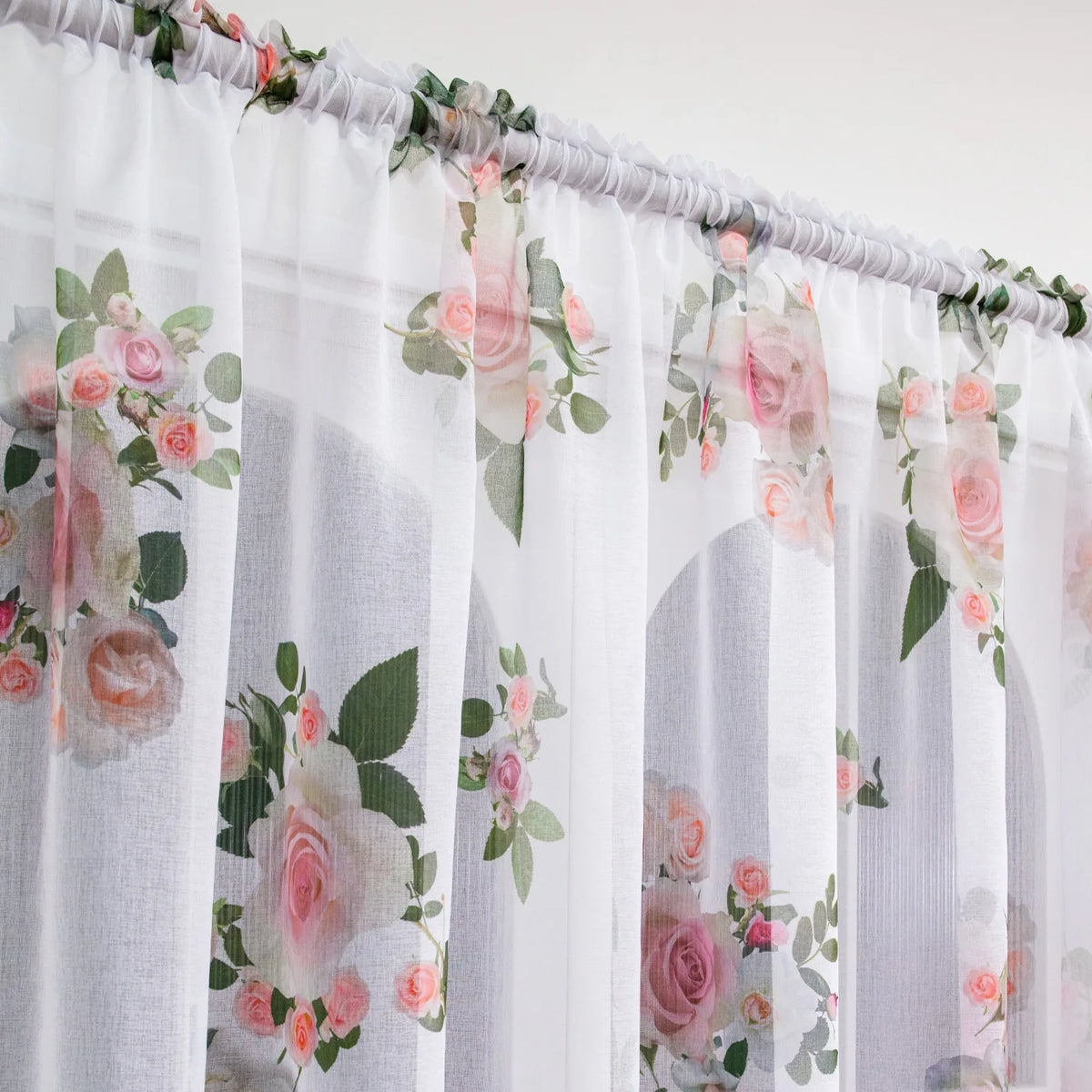rideau floral transparent plissé romantique imprimé dentelle salon européen américain