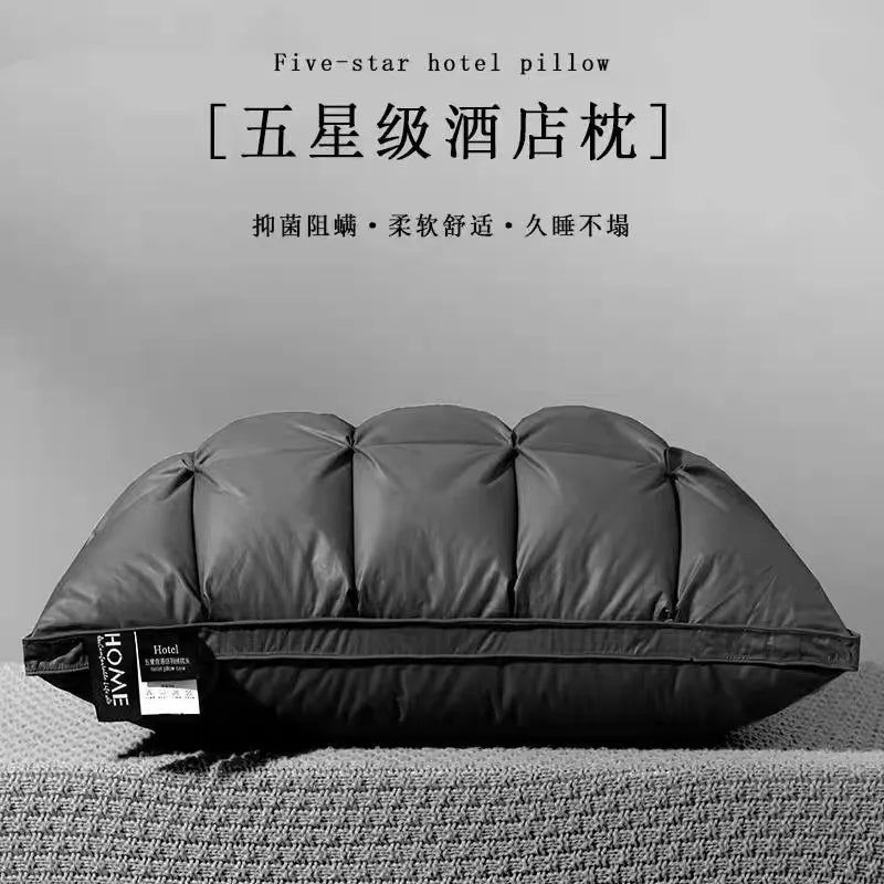 oreiller gris foncé plissé moderne literie 45x70cm polyester coton moelleux soutien cervical profondeur haute