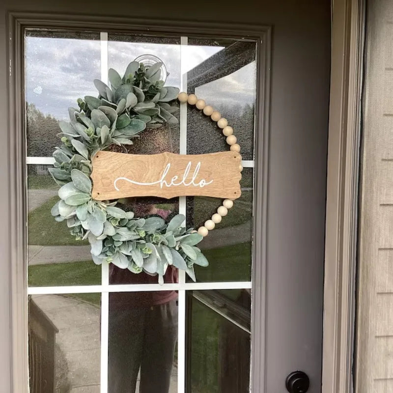 décoration murale couronne feuilles vertes bois rustique naturelle occasionnelle