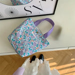 sac provisions toile multicolore fleurs moderne sans fermeture éclair poignées pique nique étudiant lunch