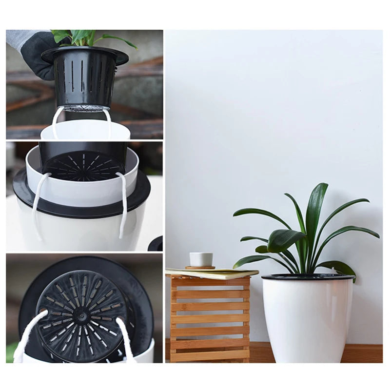 Pots fleurs autoarrosage blancs moderne grille drainageintérieur succulentes orchidées