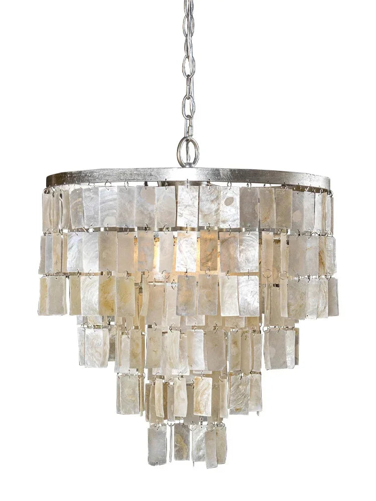 lustre pendentif coquillage vintage blanc doré salon chambre restaurant