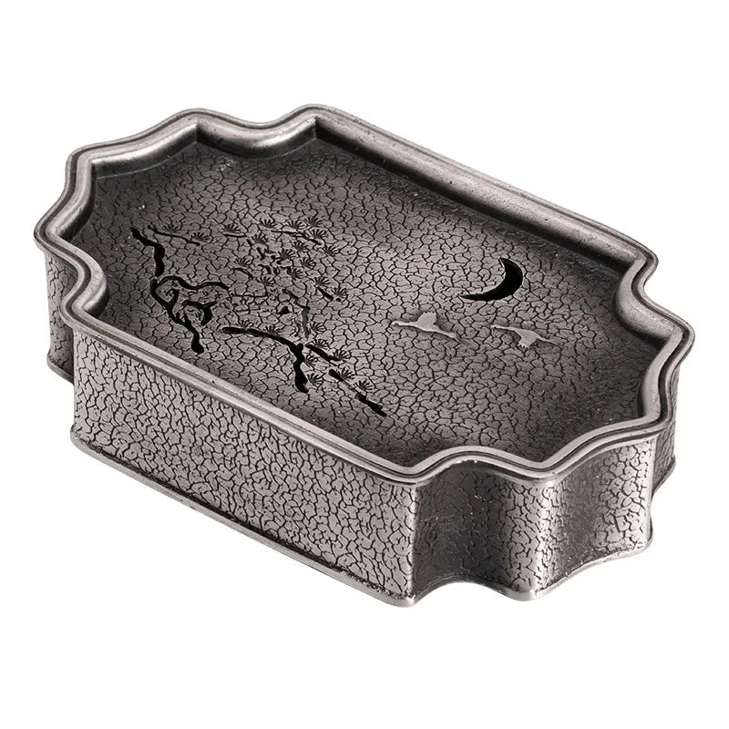 support thé argenté texture grise motifs noirs classique opacité