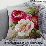 taies d'oreiller décoratives fleurées moderne polyester rouge blanc vert rose jaune