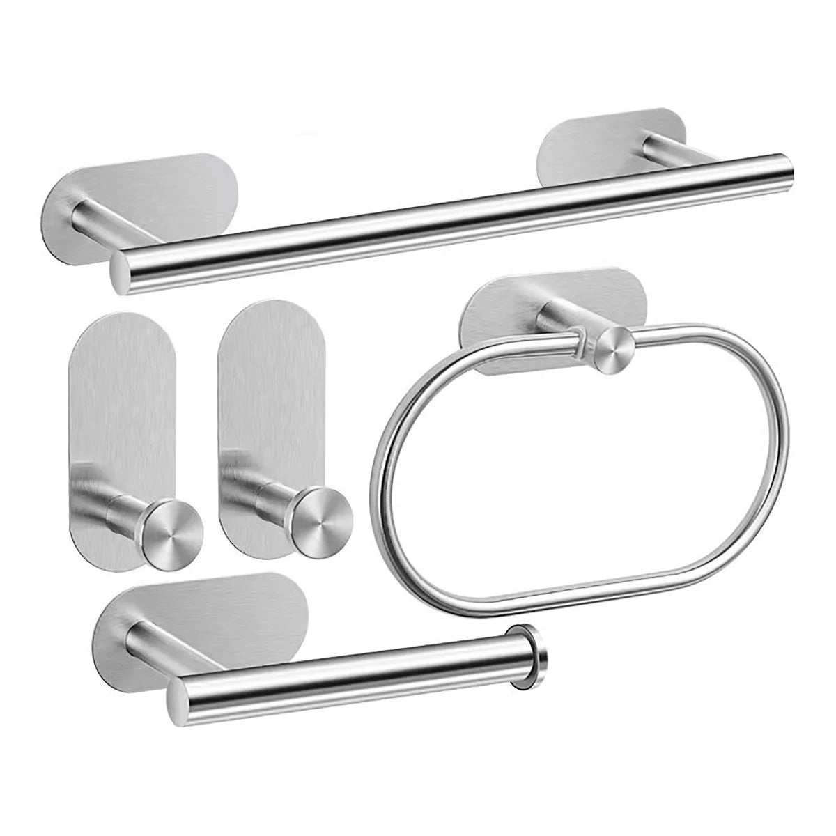 accessoires salle bain argenté noir porte serviettes moderne minimaliste adhésif ensemble quincaillerie