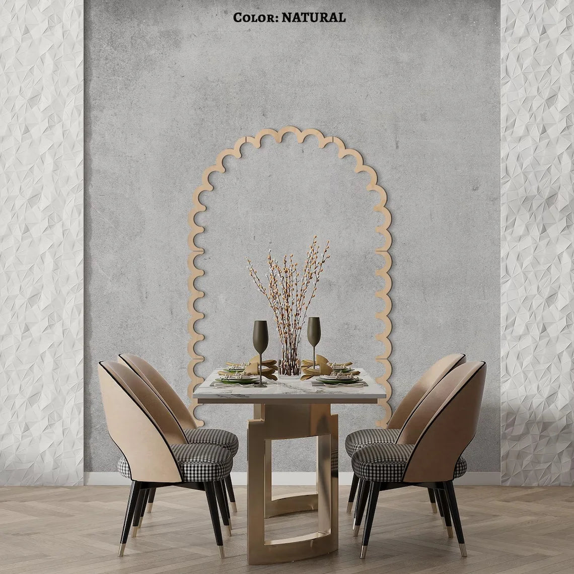 décoration murale bois arche bordure dentelée minimaliste bohème naturel festive accent