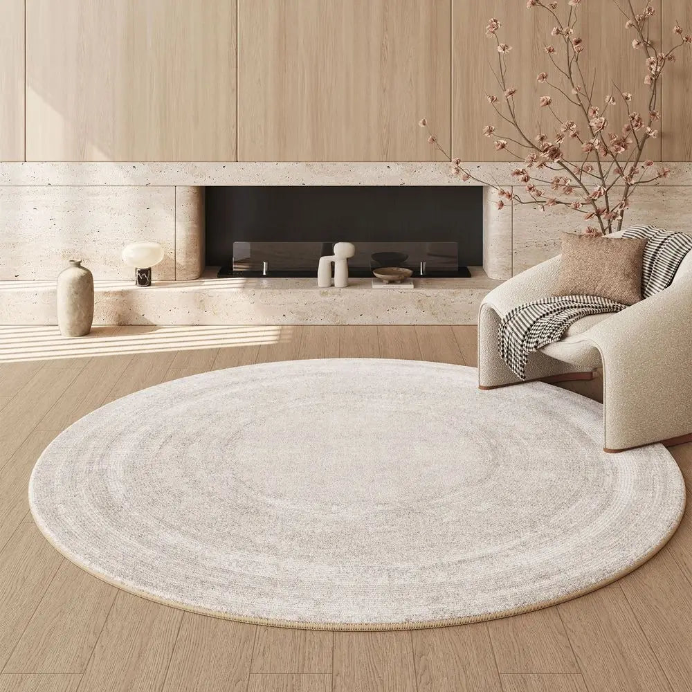 tapis rond polyester imperméable rayures concentriques moderne fond antidérapant facile nettoyage intérieur salon chambre