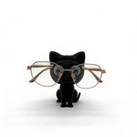 statue chat noir moderne décoration texture lisse opacité 8cm lunettes