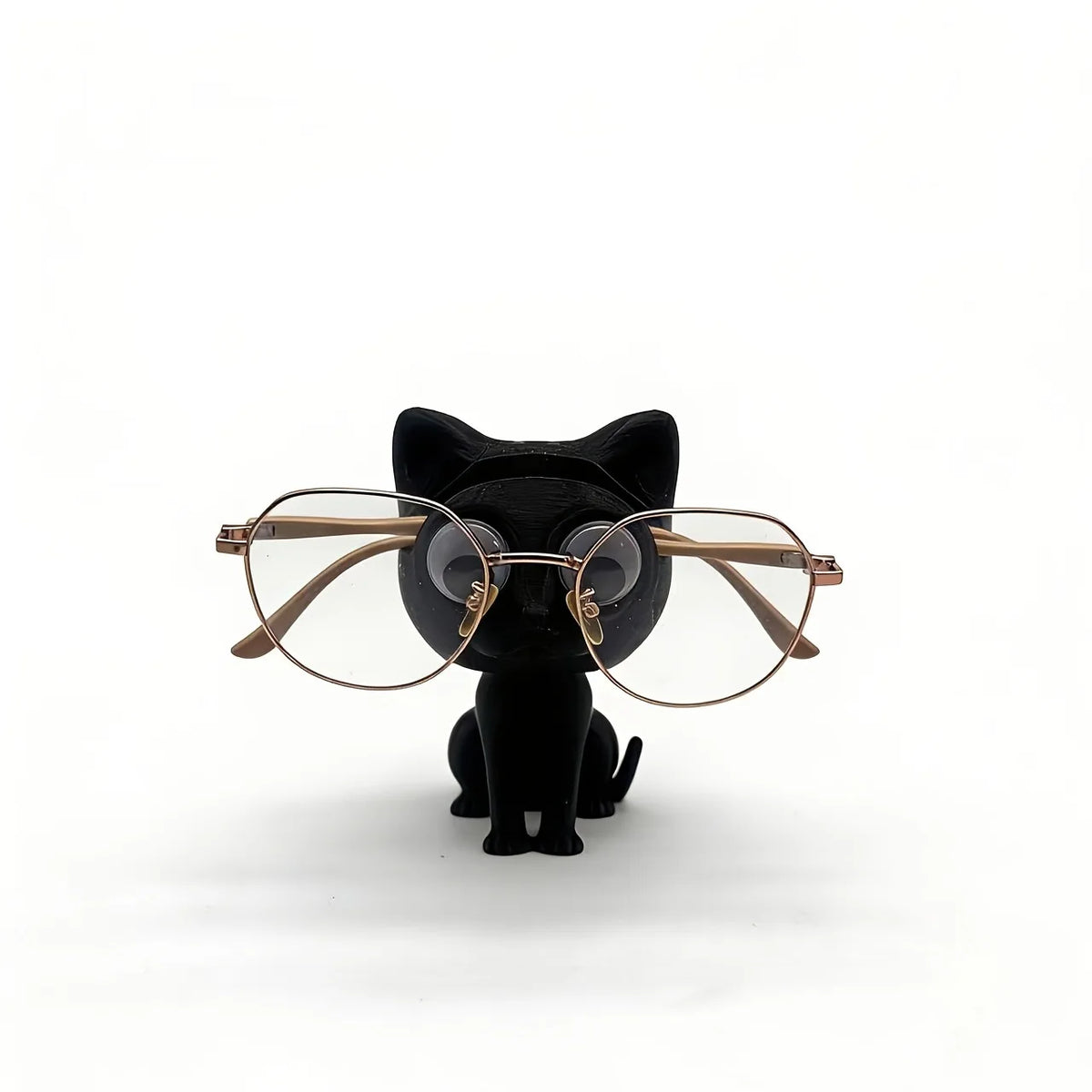 statue chat noir moderne décoration texture lisse opacité 8cm lunettes