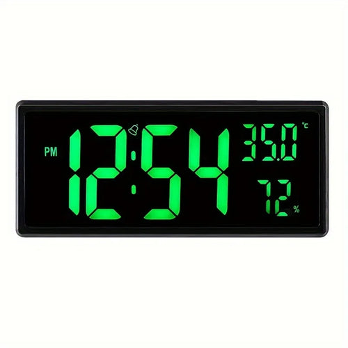 horloge numérique LED moderne affichage rouge cadre noir salon décoration maison numérique classique