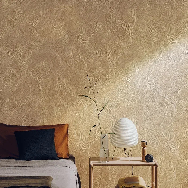 papier peint moderne ondulé beige clair résistant humidité anti moisissure sans formaldéhyde