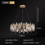 Suspension lumineuse moderne cristal transparent doré facettes géométriques ampoules LED 10 15m²