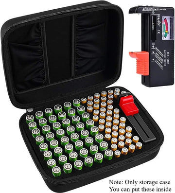 organisateur batteries testeur 48 piles AA 48 AAA rangement pratique noir texturé