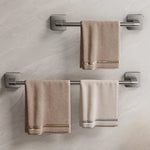 porte serviettes mural moderne adhésif noir gris blanc serviettes tissu beige bordure dorée salle