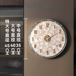 horloge murale moderne décorative aiguille géométrique nacre doré blanc iridescent