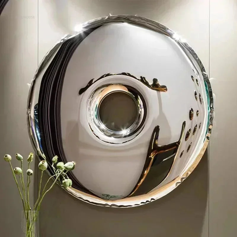 miroirs argentés dorés modernes décoration murale rond brillant grande taille chambre salon