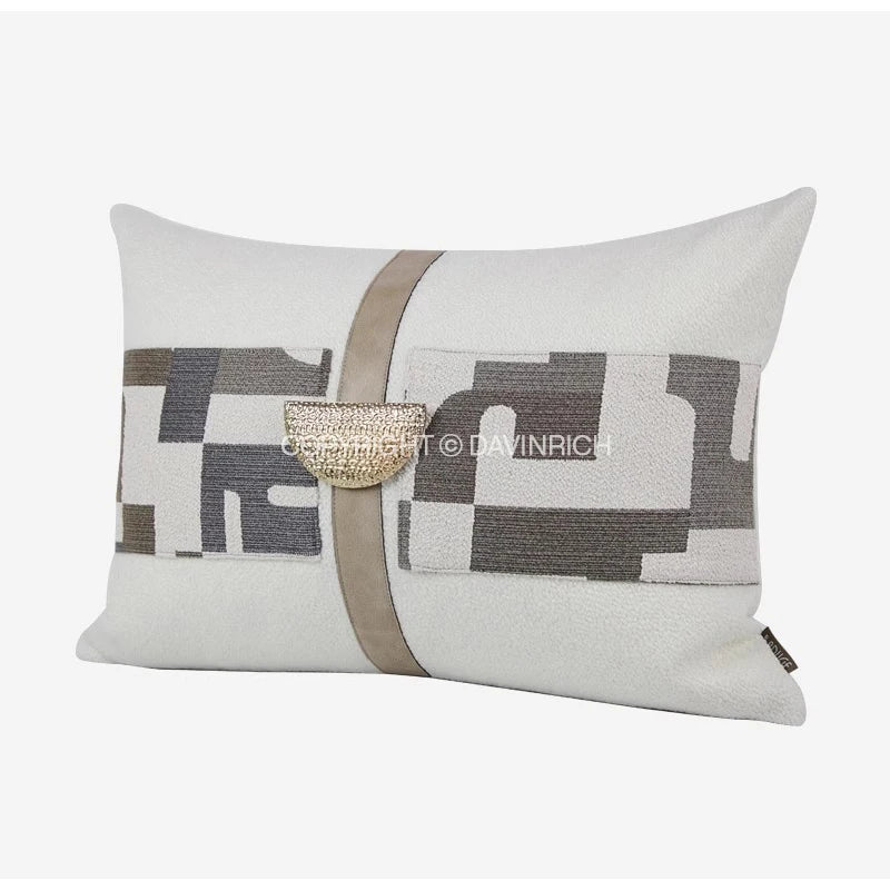taies d'oreiller deco geometrique blanc gris polyester respectueux environnement contemporain opacité adhésif maison 35x50cm