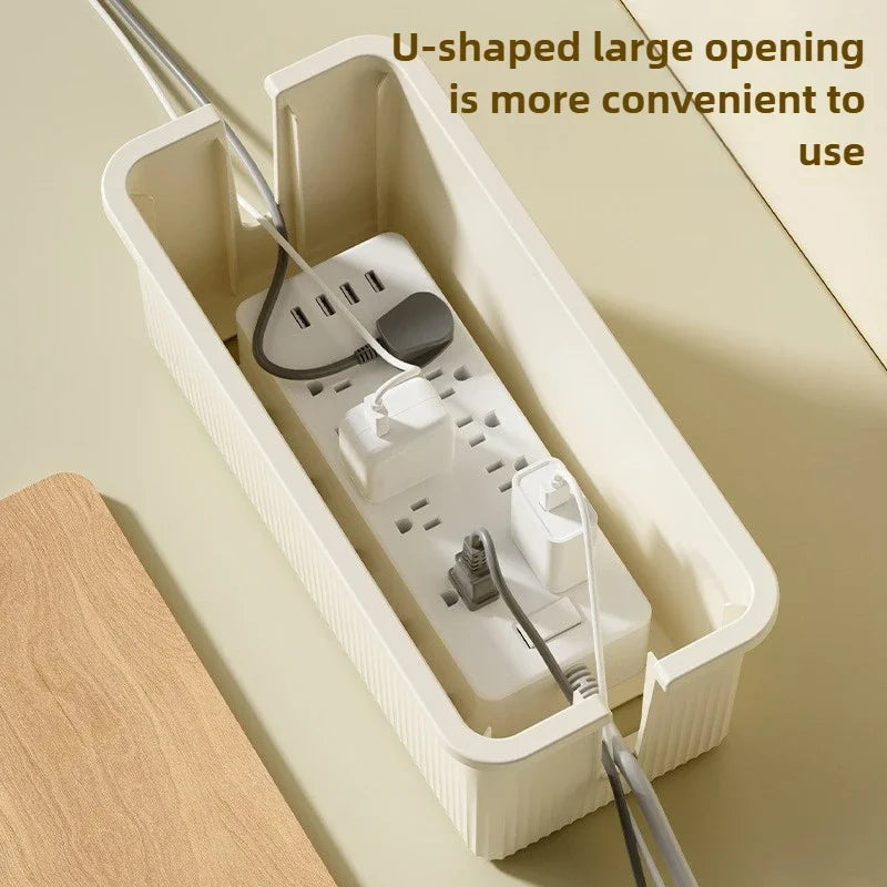 boîte rangement câbles alimentation prise carte moderne rayures verticales beigeclair rechargeable abs