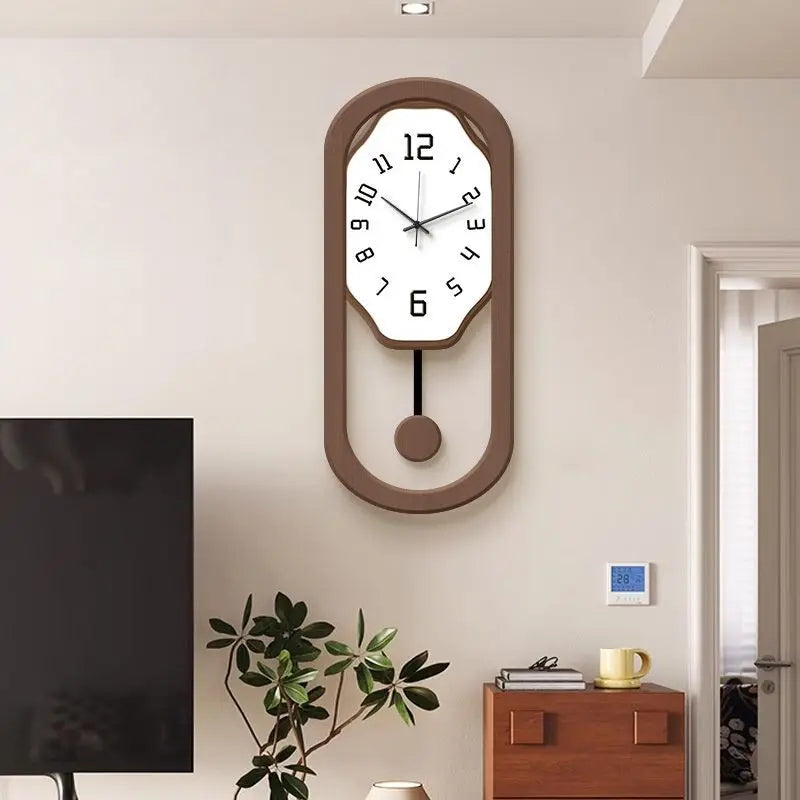 horloge murale moderne quartz balançoire silencieuse bois blanc marron aiguille batterie piles