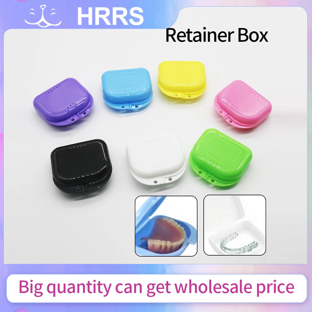 boîtes conservation prothèses dentaires violet bleu jaune rose blanc vert clips pratique compact
