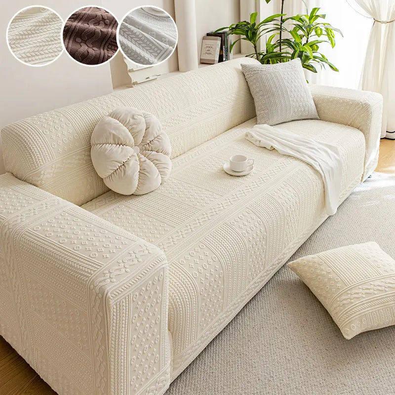 housse canapé élastique motif géométrique polyestère beige traditionnel maison fixations inclusesModule:semicolon