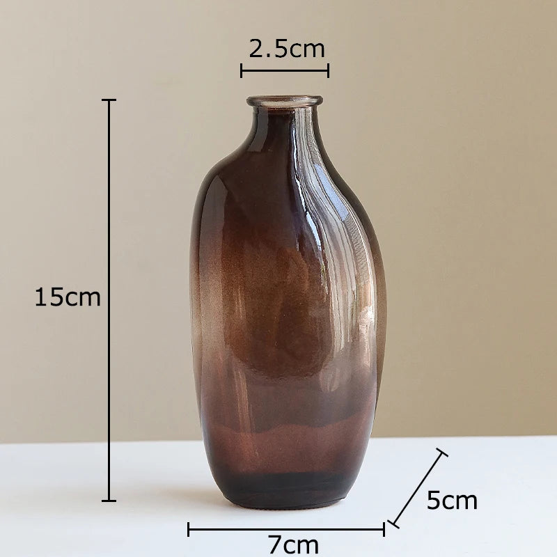 vases hydroponiques modernes transparents marron lisses décoration table plantes fleurs artificielles minimalistes