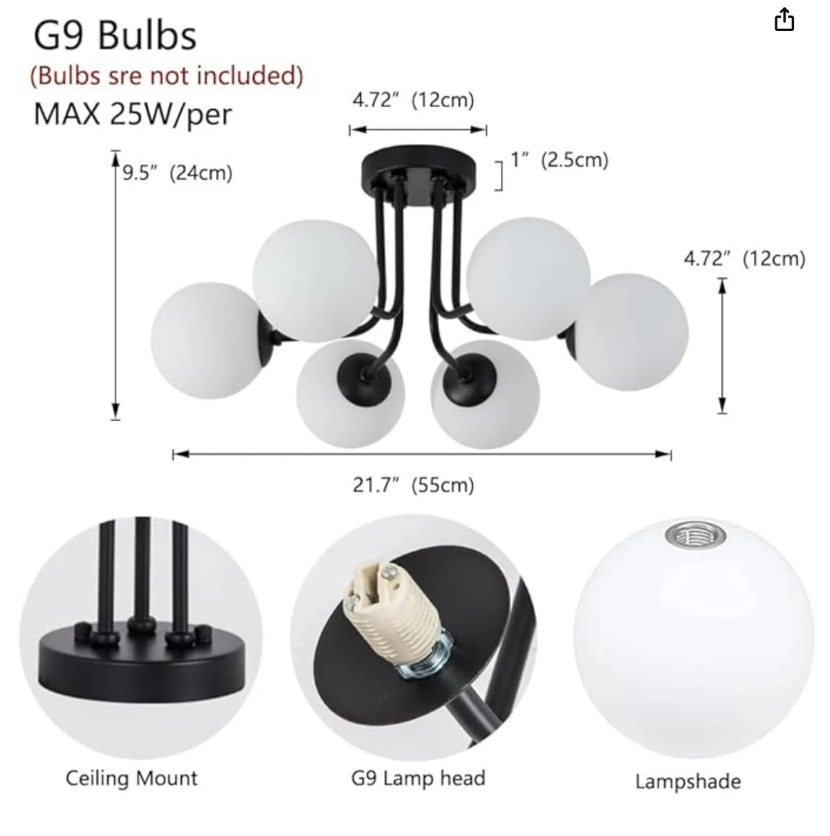 luminaire moderne or noir globes verre opaques semi suspendus métal