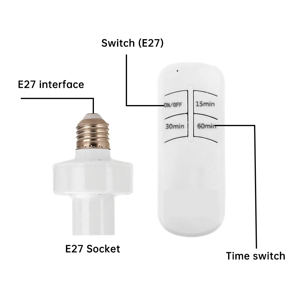 interrupteur intelligent télécommande ampoule led e27 minuterie sans fil moderne blanc opacité vis fixations