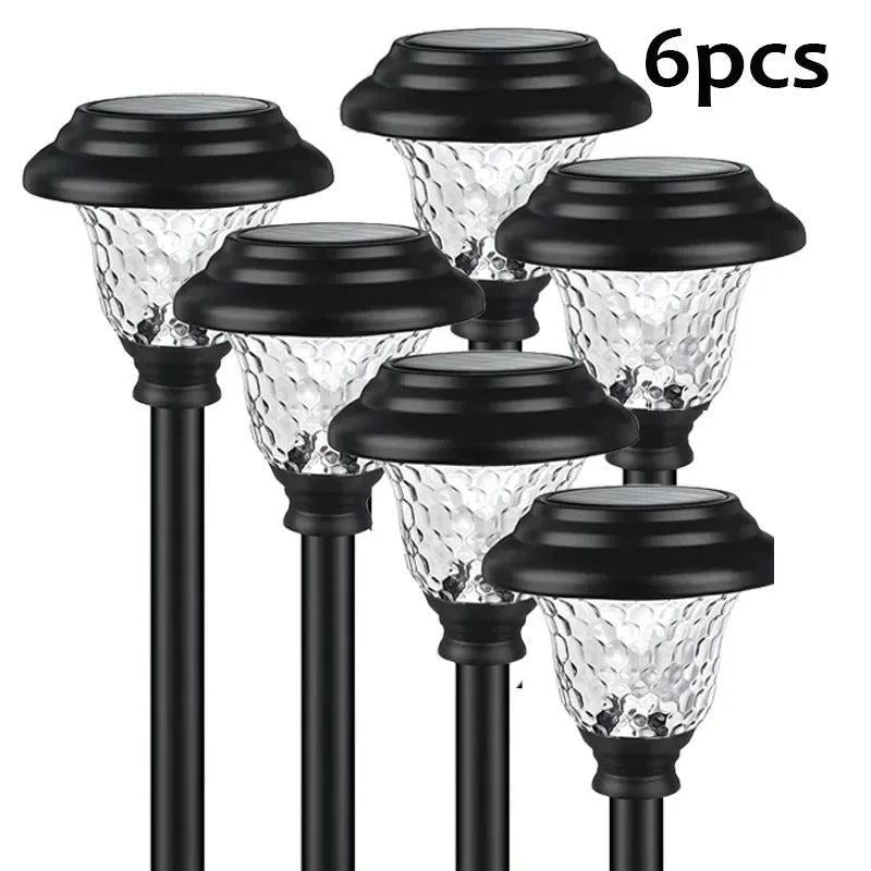 lampe solaire jardin led moderne noir jaune doré texture verre striée ip65 étanche flux