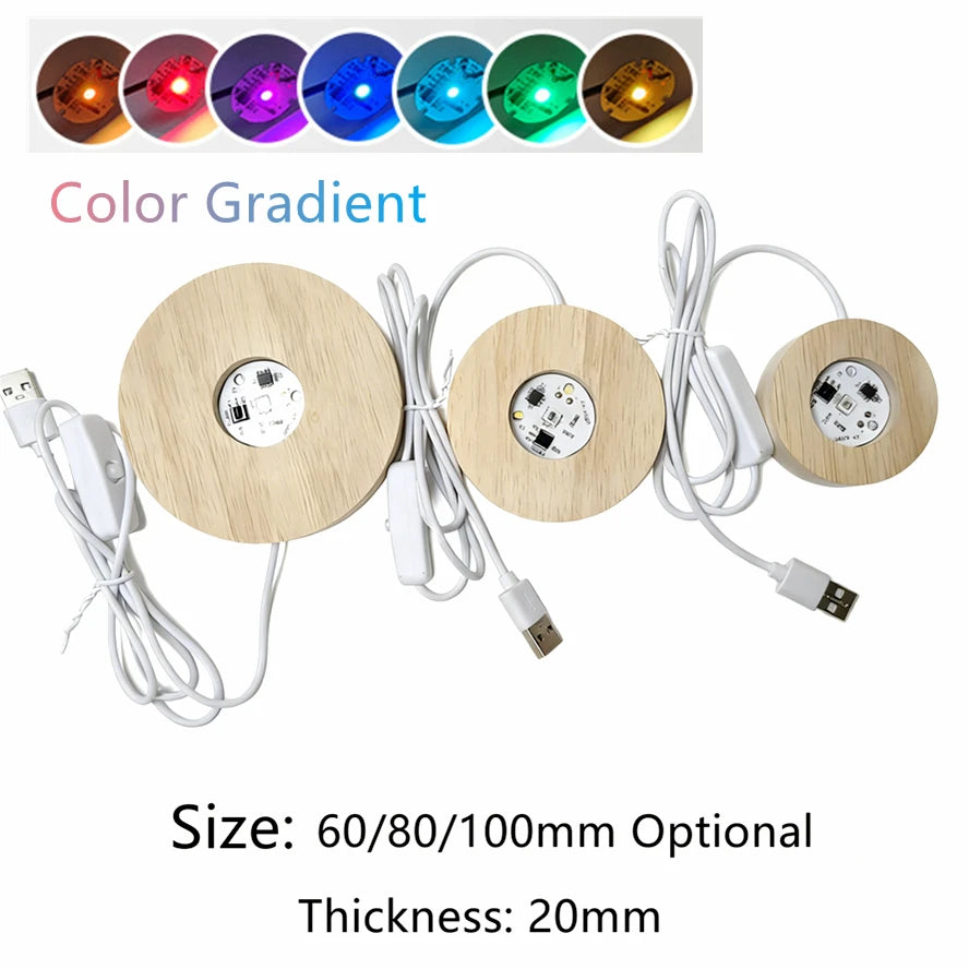 bases lumineuses décoratives modernes bois naturel couleurs variées télécommande optionnelle led usb blanc chaud