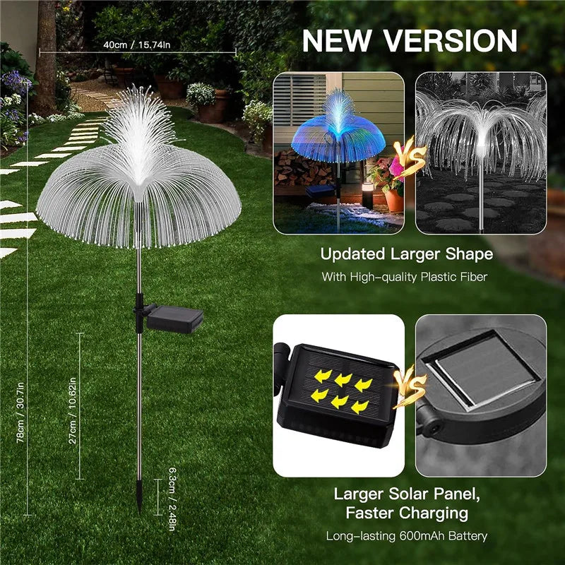 lumière solaire jardin fibre lumineuse violet vert bleu moderne original autonomie ip65 led