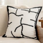 coussin décoratif moderne motif floral blanc nordique polyester jacquard adhésif