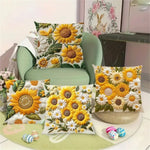 taies d'oreiller fleurs jaunes blanches texture 3d moelleuses polyester opaques decoratif coussin chambre coucher