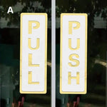 panneau porte push pull or blanc adhésif moderne classique lettres icones humaines echangement magasin