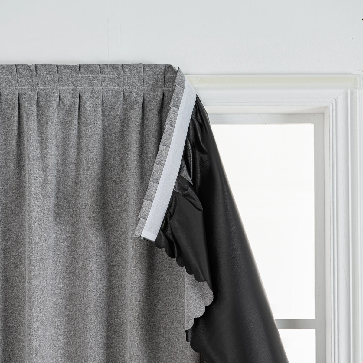 rideau gris moderne uni polyester opaque fixations salon chambre coucher isolation uv