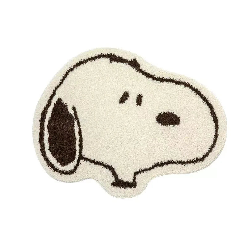 Tapis de sol en forme de personnage de dessin animé mignon avec des traits simplifiés.