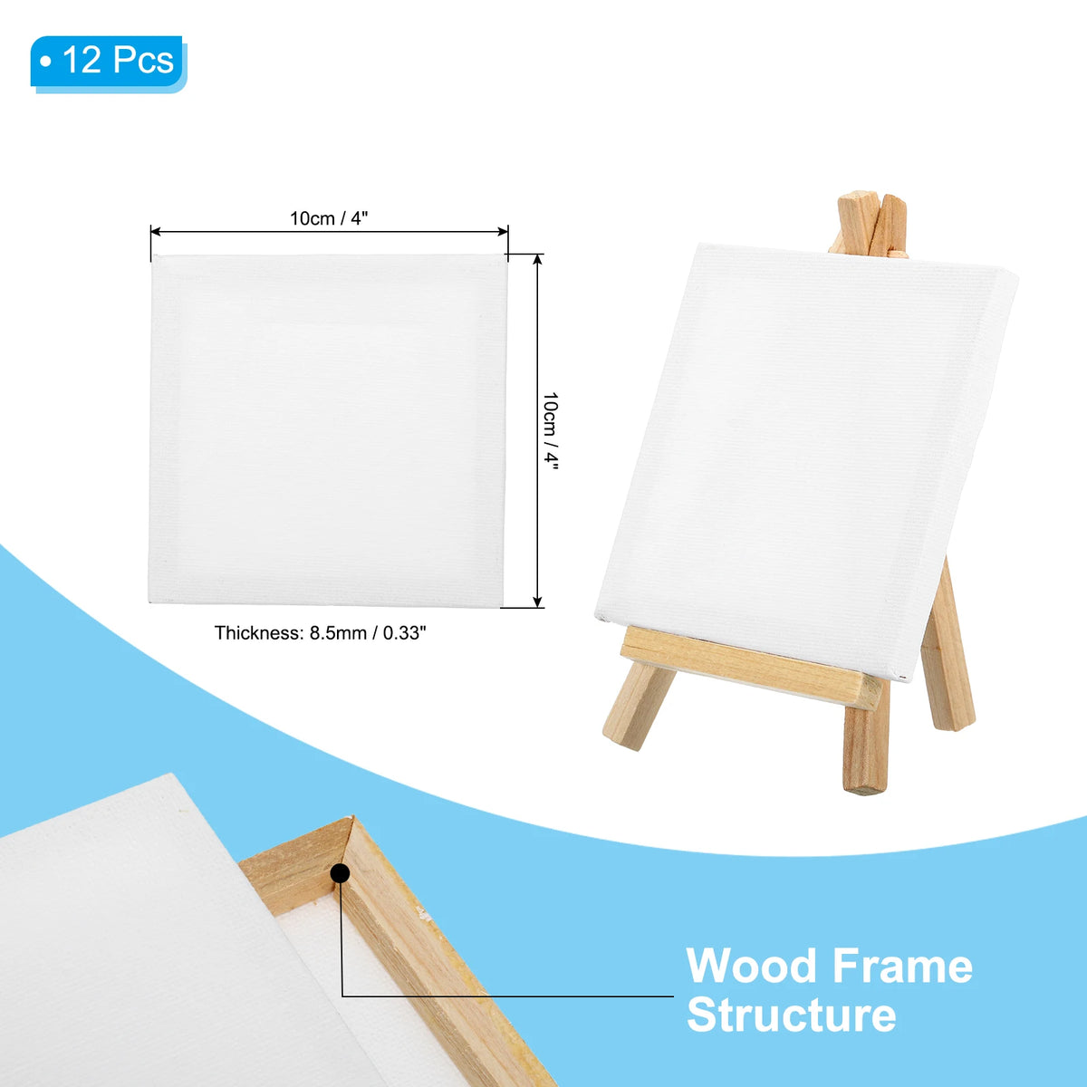 toile d'art blanc minimaliste triple enduit chevalet bois mini tableau palette peinture set débutant