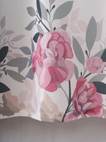 rideau imprimé floral blanc rose gris vert classique romantique bordure décorative polyester cuisine chambre