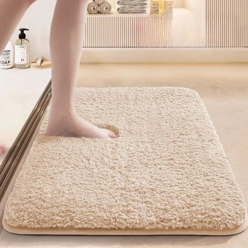 tapis bain absorbant eau antidérapant gris beige bleu poils doux moderne