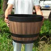 Grand pot de fleur en forme de baril de whisky pour décoration intérieure et extérieure