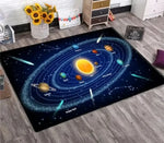 tapis moderne systèmes solaires planètes bleu foncé jaune orange gris chambre salon