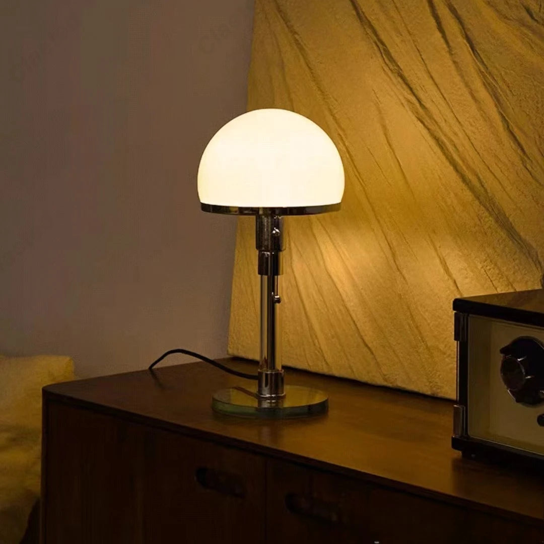 lampe table moderne blanc chrome transparente brillante 7w led