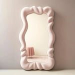 miroir mural moderne rose blanc forme organique ondulée fixe mur transparent decoration ludique