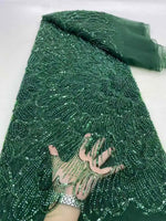 tissu décoratif brodé fleurs paillettes marron blanc vert rose or bleu translucide coton polyester