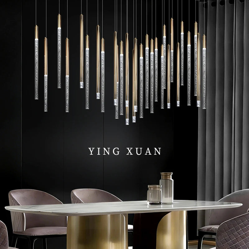 lampe suspendue moderne or cristaux transparents 80cm led 3000k chambre salon
