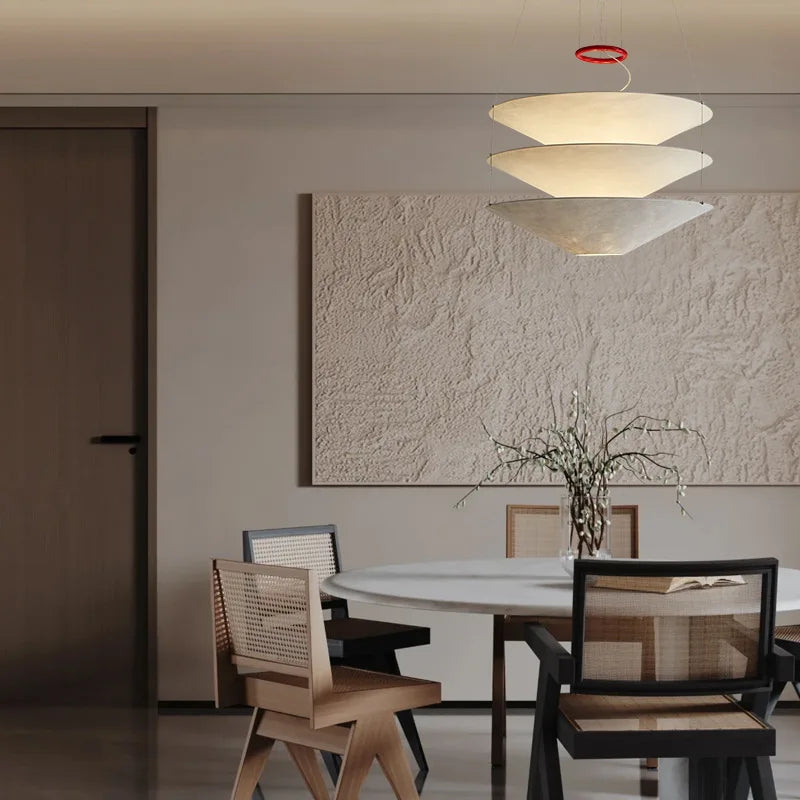 suspension lumineuse papier moderne blanc texture organique 4000k 3000k chambre salon restaurant