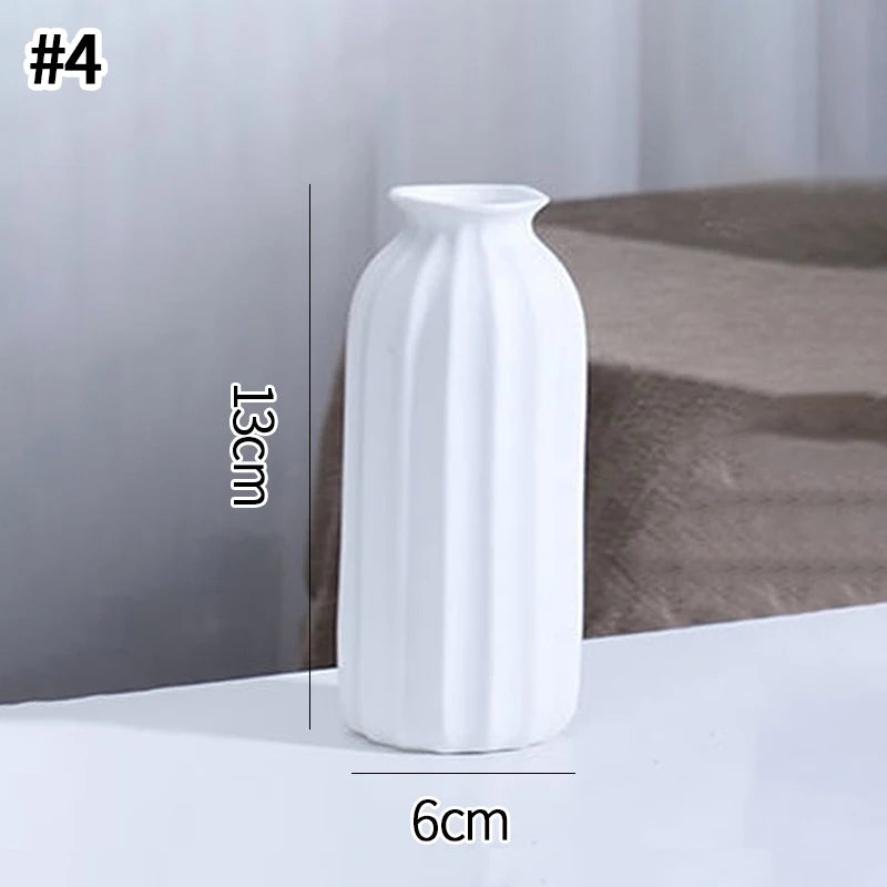 vases céramique blanc rayures verticales modernes décoration table maison floral